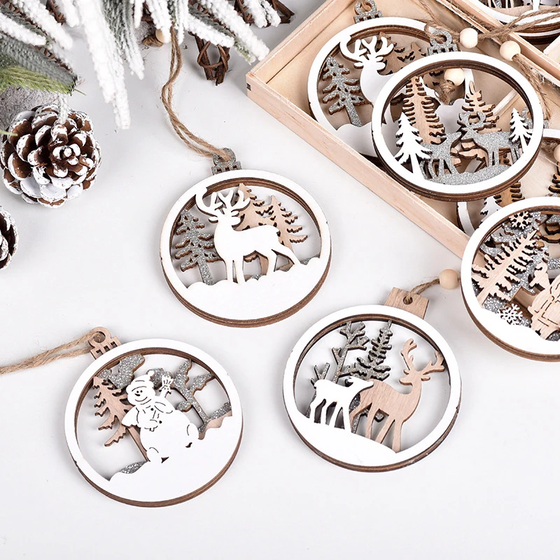 6 шт./Лот рождественские украшения подарки деревянные лось Санта-Клаус