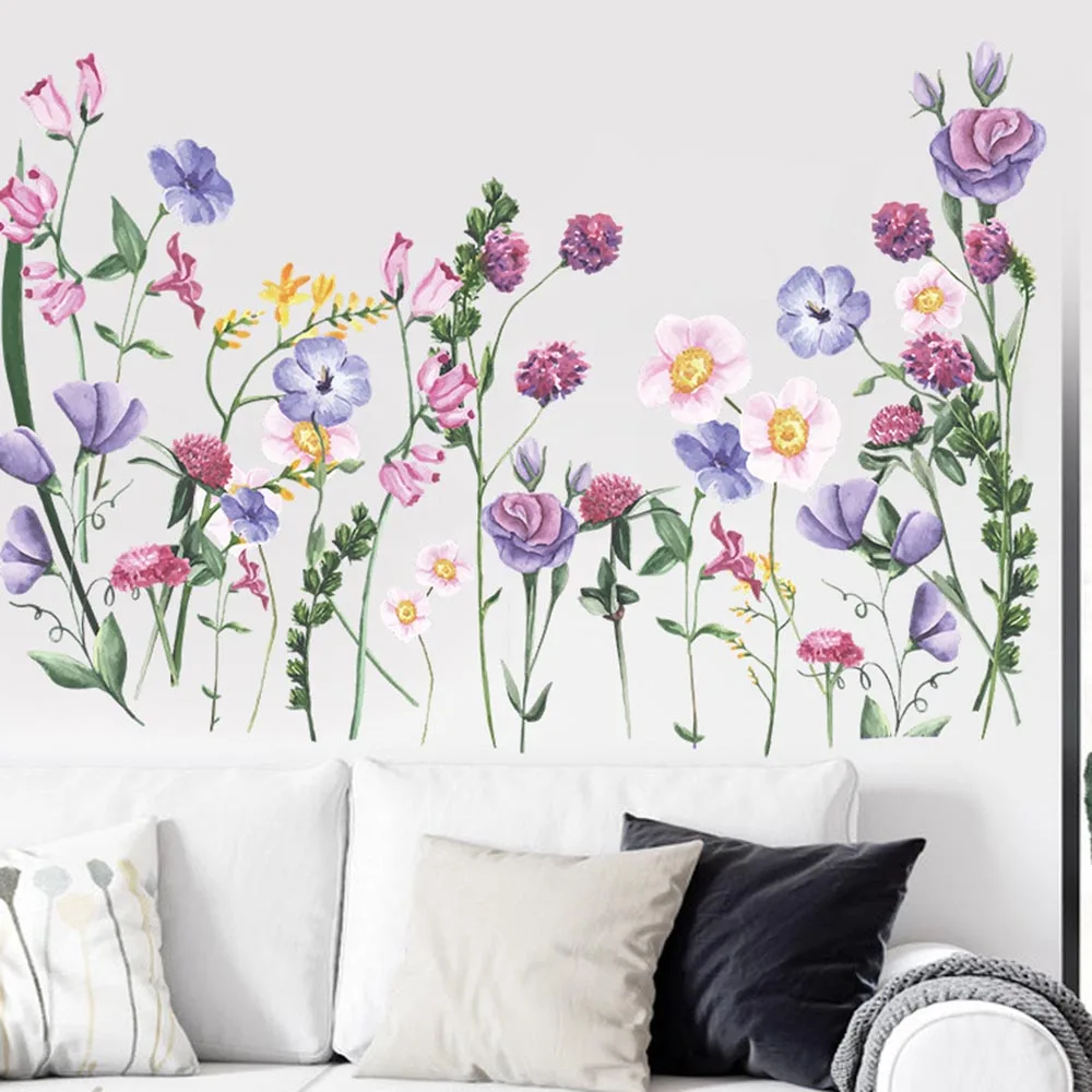 DIY Plant Flower Leaves Decal Wall Sticker Vinyl Living Room Home Art Wall Stickers Creative Plant Wall Art Mural Home Decor