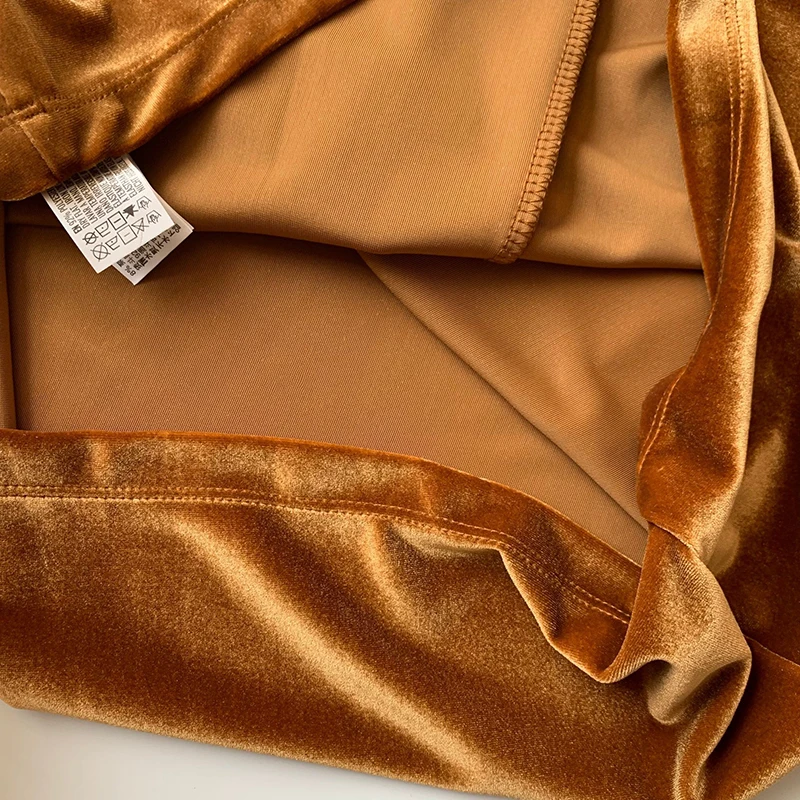 

2021 Women Elegant Fashion Chic Brown Velvet Mini Dress Vintage Sexy V-Neck Backless Straps Dresses Female Vestidos