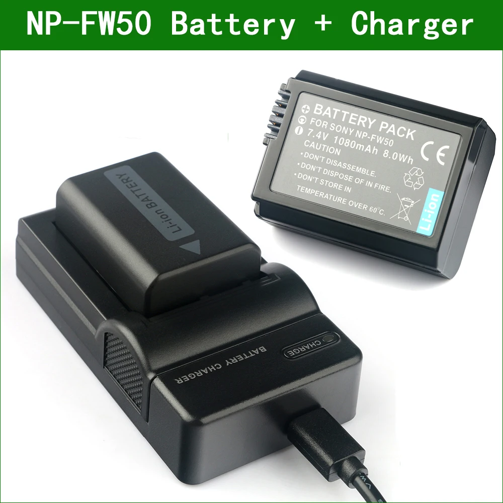 

LANFULANG 2PC NP-FW50 2NP FW50 Rechargeable Camera Digital Battery + Micro USB Charger For Sony NEX 3C 3CA 3CD 3CH 3CK 3CV 3N