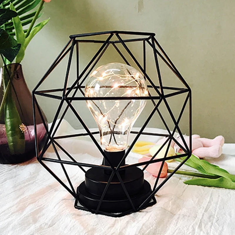 Iron House Shape Table Lamp Wrought Candlestick Night Light Minimalist Explosion Ins Gift Style Reading | Лампы и освещение