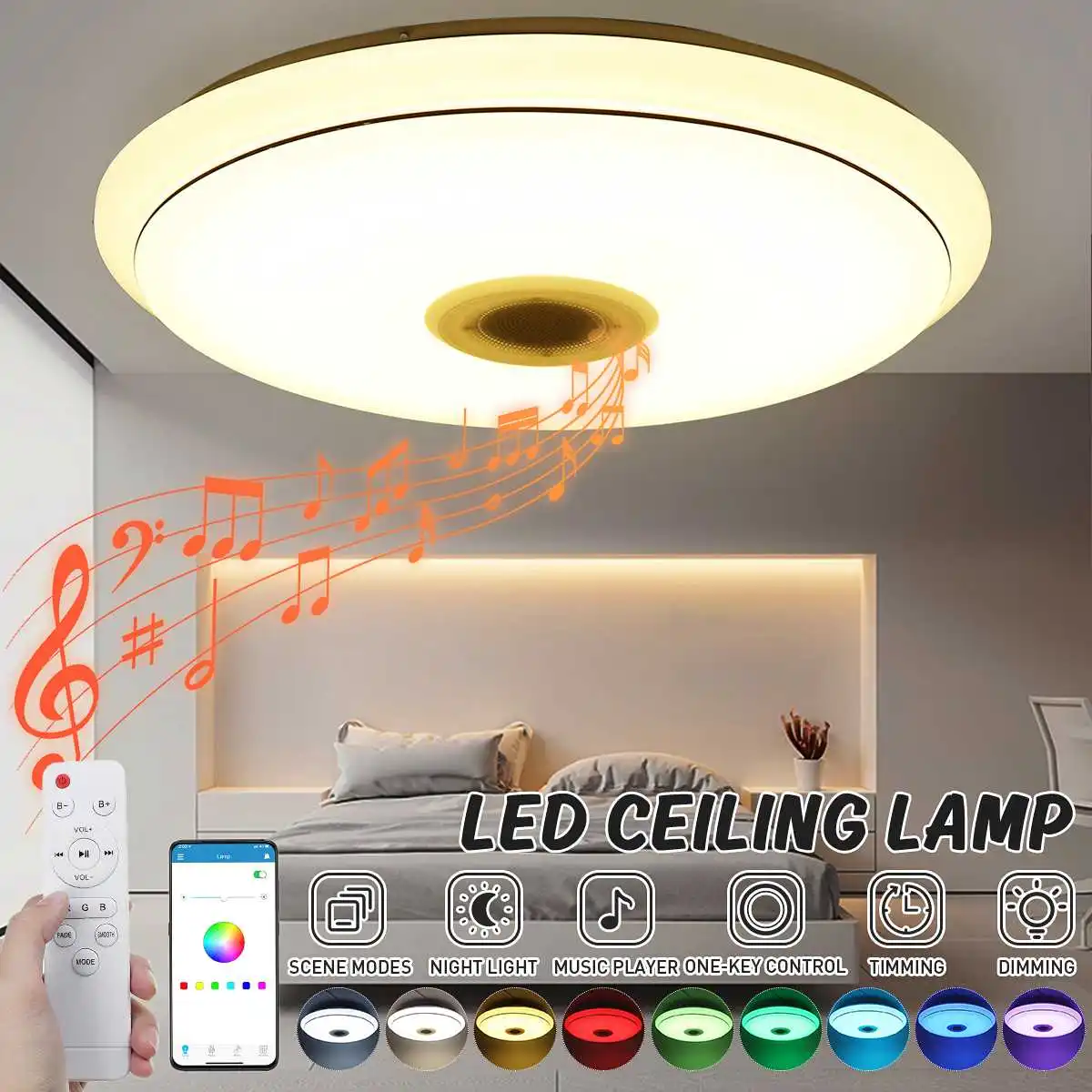 Фото Светодиодный потолочный светильник 300 Вт Wi-Fi RGB 40 см 50 приложение bluetooth Светодиодный потолочный светильник 300 Вт Wi-Fi RGB 40 см 50 приложение bluetooth