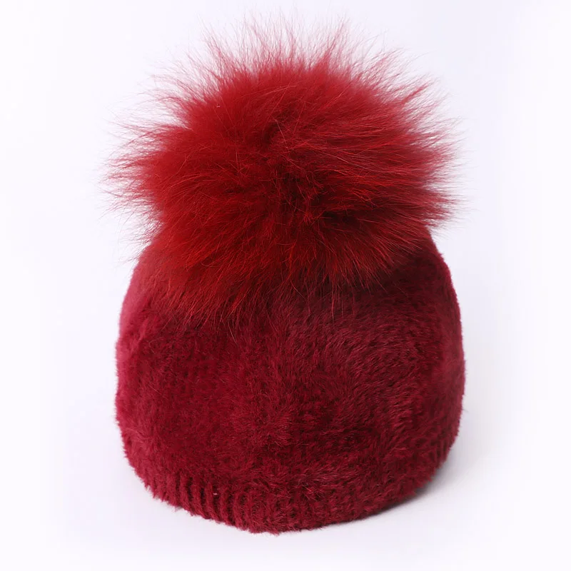 Бейсболки с помпоном из натурального Лисьего меха для детей зимние и осенние