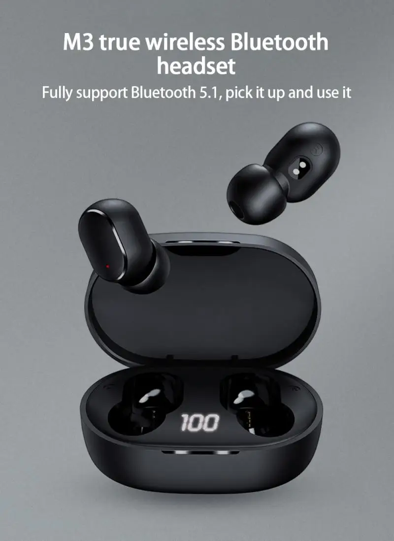 TWS-стереонаушники M3 с поддержкой Bluetooth 5 1 и зарядным футляром на 280 мА · ч |
