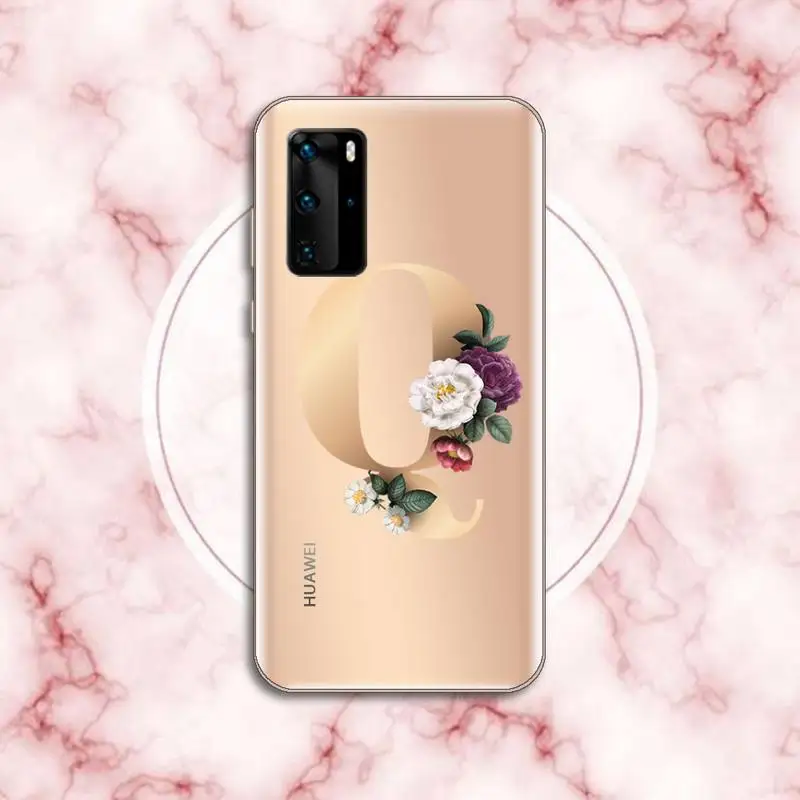 

Fashion Letter 26 letters Phone Case Transparent for Huawei P honor 8 10i 20 30 40 smart 2019