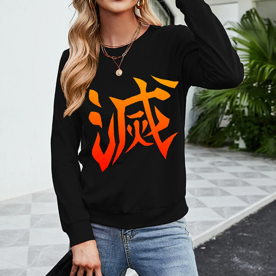

Autumn Fashion Printed Women Pullovers Long Sleeve Hoodie Girls Round Collar Casual Sport O-neck Loose Tops