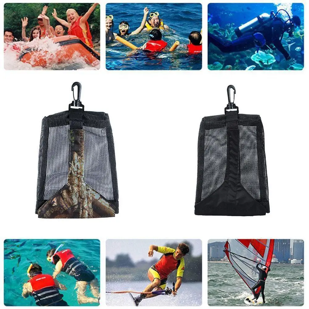 

Outdoor Diving Mesh Storage Bag Vacation Snorkeling Diving Hanging Supplies Weight Bag Buckle Deep Lightweight Bag Counterw X2Q0