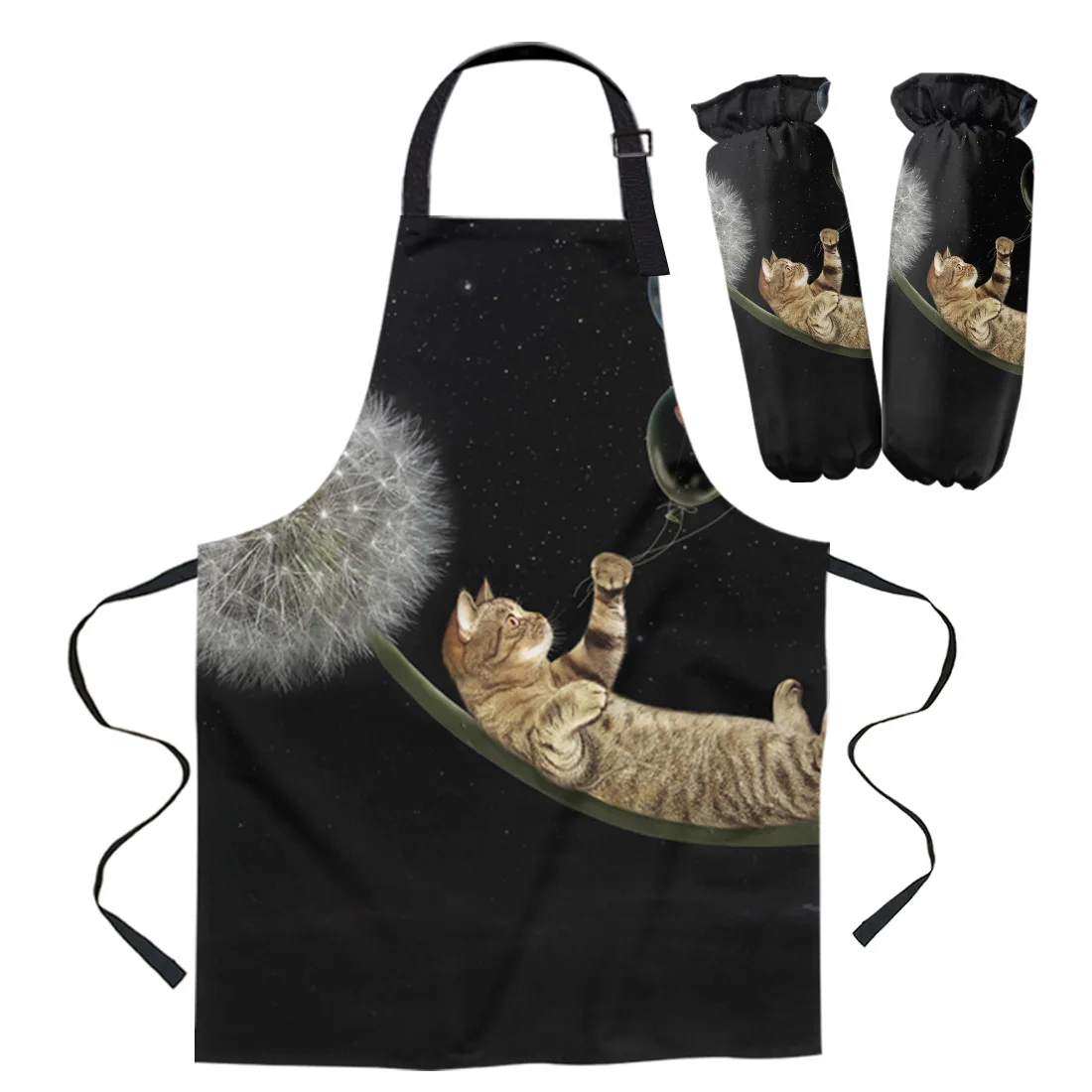 Фартук комплект Одуванчик кошка кухня нагрудник печь митенки для приготовления