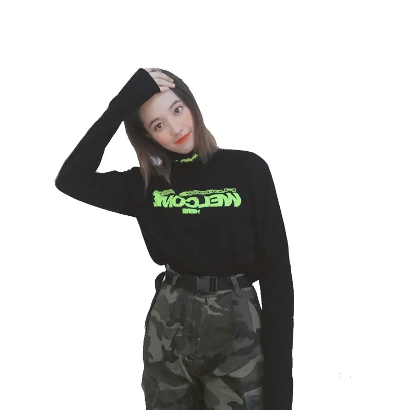 Хлопковая футболка женская с длинным рукавом Женские топы Футболка Весна Осень