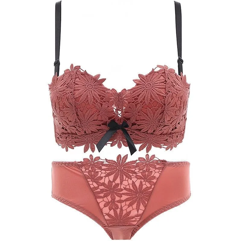 Комплект женского нижнего белья из дышащего кружевного бюстгальтера без