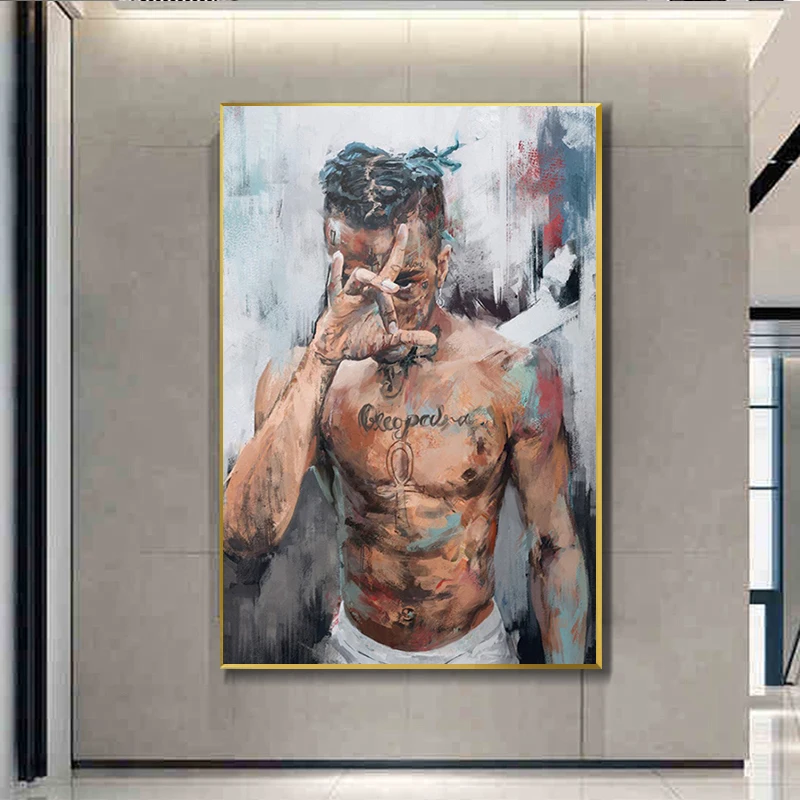 

Modern Rapper Muscular Handsome Tattoos Canvas Paintings Wall Art Posters and Prints Wall Art Pictures for Living Room Cuadros