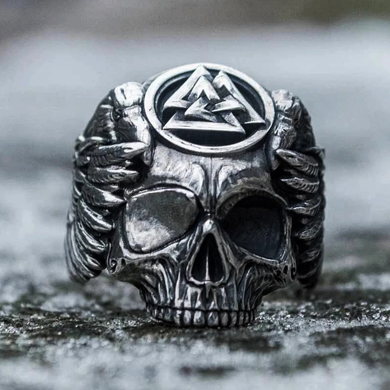Мужское Винтажное кольцо с черепом из нержавеющей стали в стиле викингов