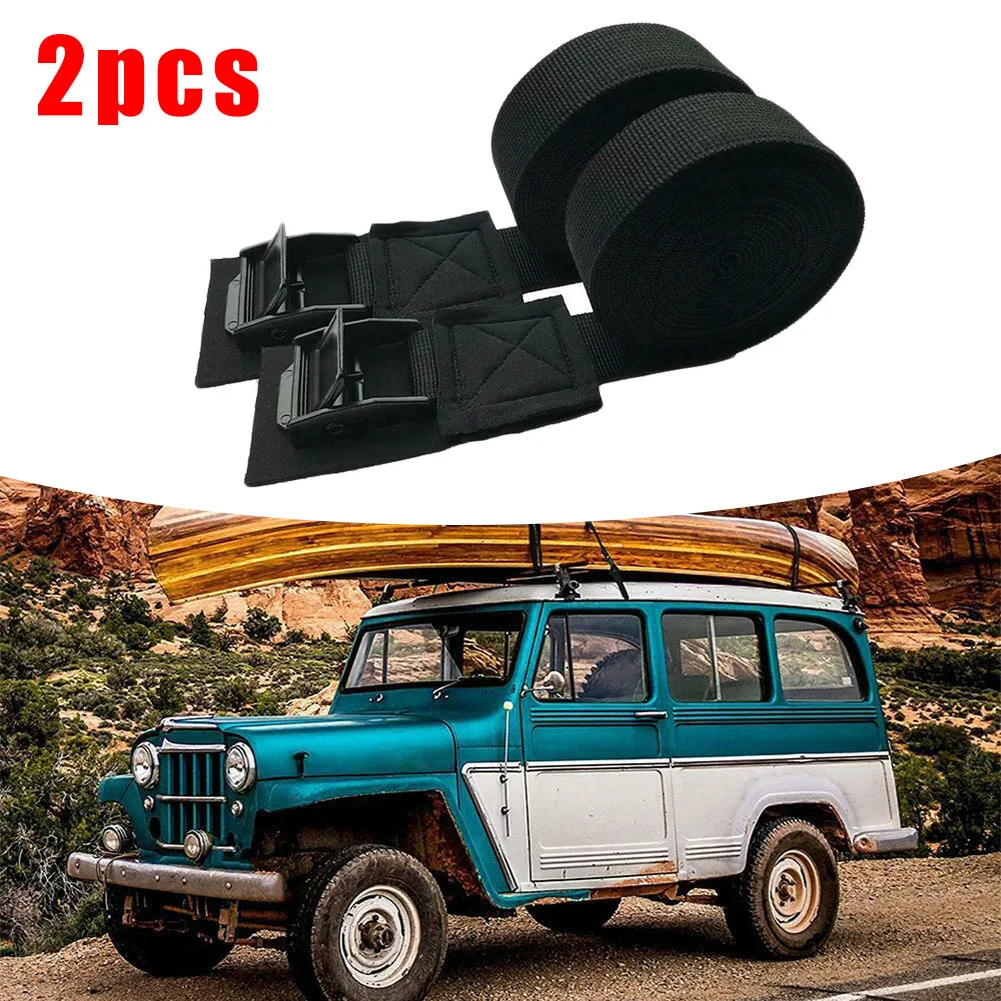 

2pcs 9.8 Ft Car Roof Rack Kayak Cam Buckle Lashing Strap Luggage Strap For Kayak Bicycle Surfboard Lashing Tie Down Straps