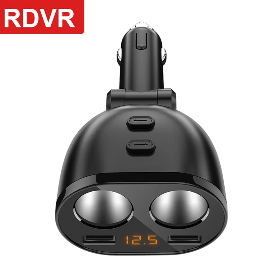 

Premium quality 12V-24V Car Cigarette Lighter Socket Splitter Plug 80W Power Adapter Dual USB Car Charger with Voltage Display
