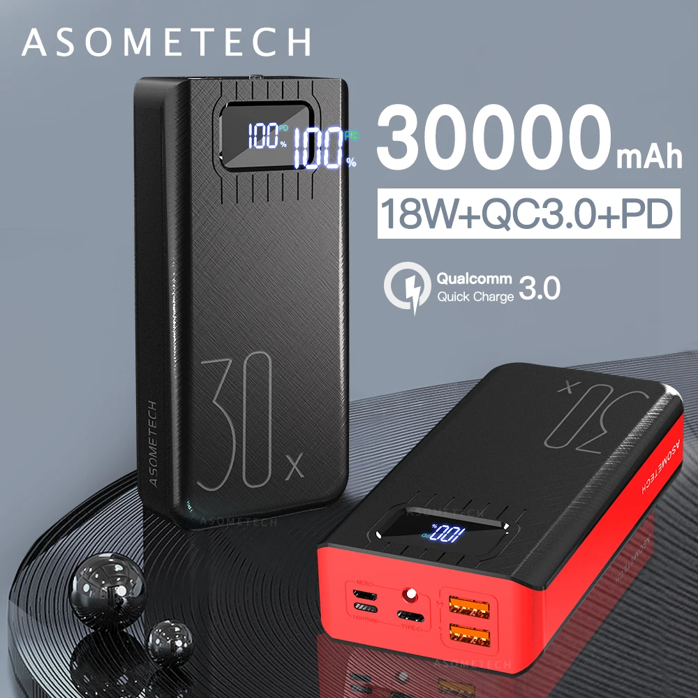 

Портативное зарядное устройство 30000 мАч QC 3,0 PD 18 Вт двухстороннее быстрое зарядное устройство Внешнее зарядное устройство USB Type C Быстрая зар...