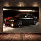 Картина на холсте черная Dodge Challenger с красными полосками автомобиль Современная Настенная картина плакаты и принты для декора гостиной