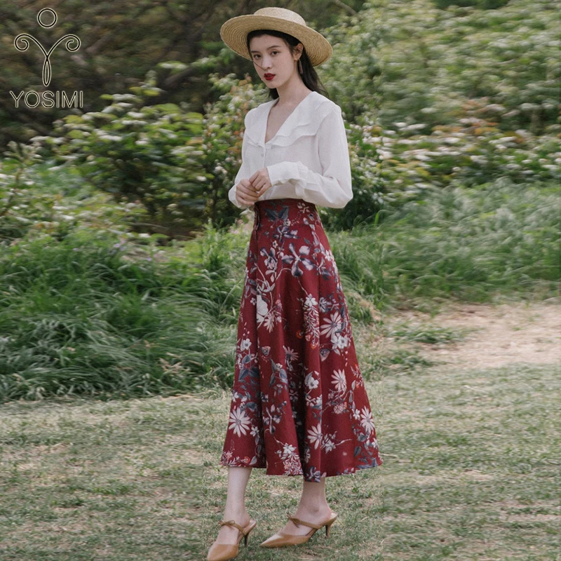 Женский комплект из юбки и топа 2 предметов белая рубашка с длинным рукавом v