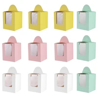 20pcs cute mini biscuit candy box single muffin portable pink window cupcake mousse mud pudding bottle packaging cup