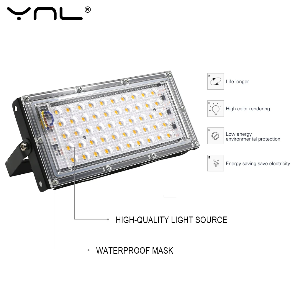 Светодиодный прожектор светильник 50W 220V 240V Светодиодный прожектор светильник RGB IP65 Водонепроницаемый сад уличный фонарь отражатель Светодиодный точечный светильник на открытом воздухе светильник Инж