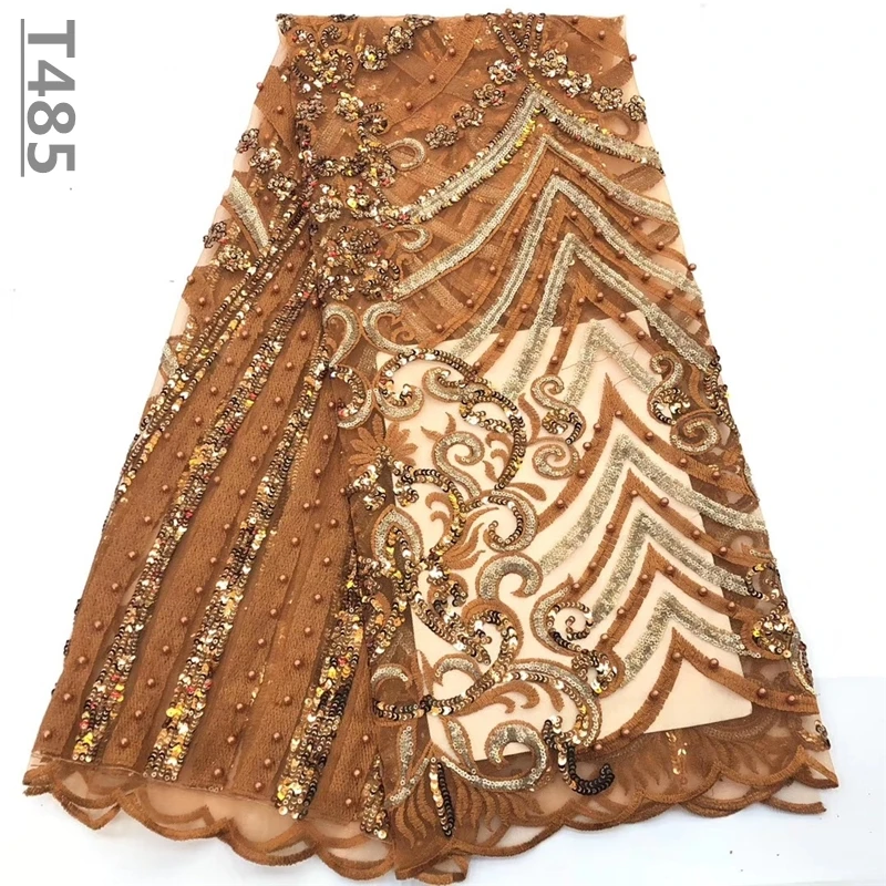 2018 High Quality Embroidery African Lace Fabric Tulle Beaded Net French Guipure Material Sky Blue Nigerian Fabrics | Дом и сад