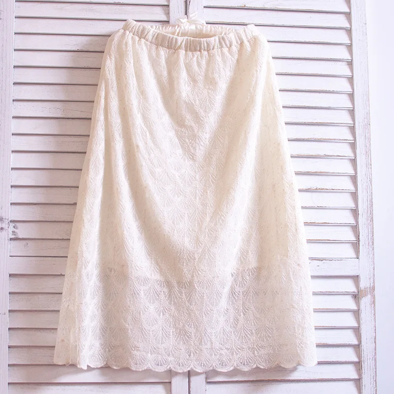 Летняя Новинка 2020 Женская юбка в японском стиле мори ретро сетчатая вышивка с