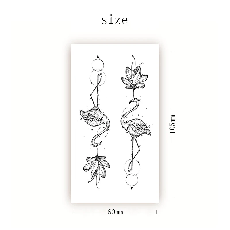 

Small Size Black Red-crowned Crane Temporary Tattoo Sticker for Women Men Body Arm Waist Waterproof Fake Tatto Stamen Line Tatto