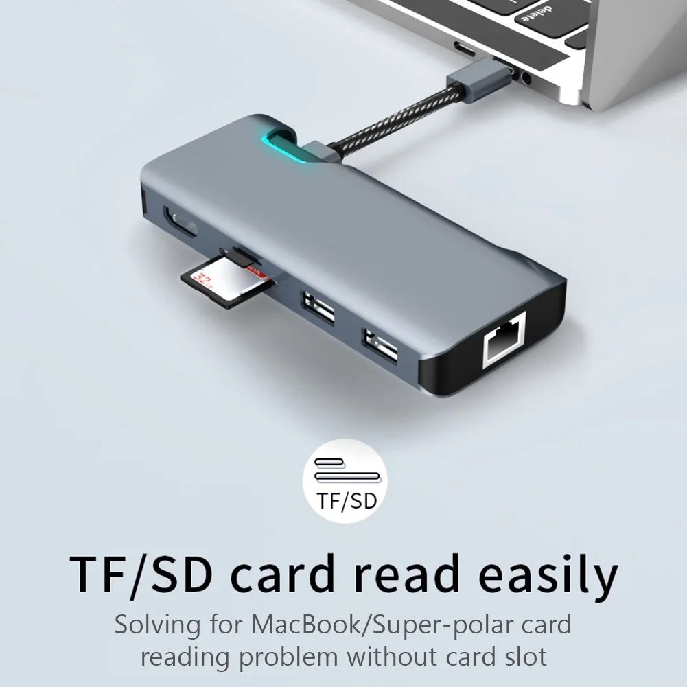 

7-in-1 High Speed HUB Adapter USB-C Hub 4K 30HZ HD USB 3.0 Adapter Portable Laptop PD Charging SNetwork PD Hub