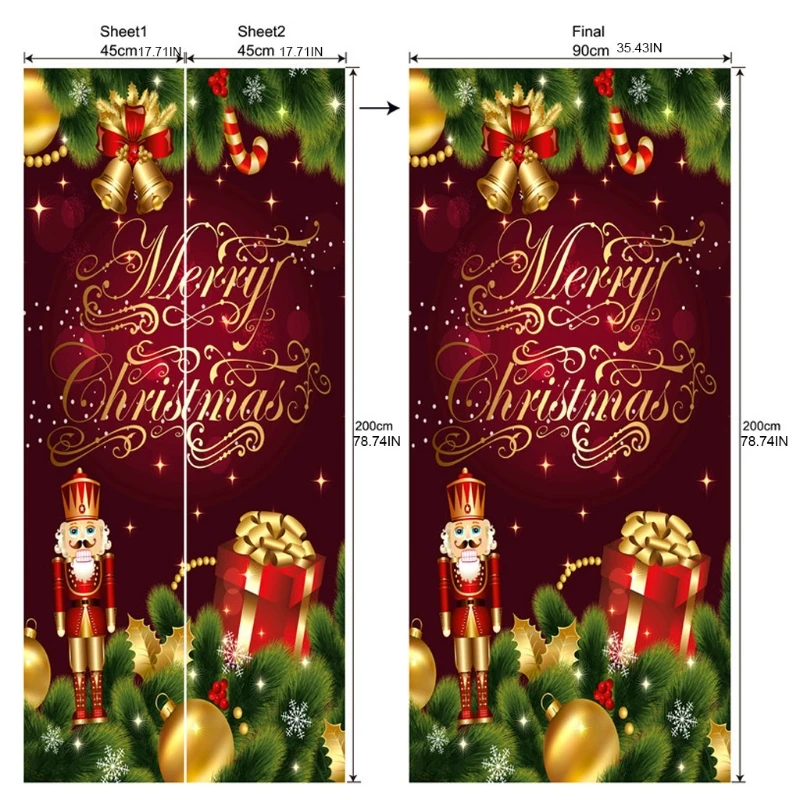 

77cm/90cm Christmas Decoration 3D Wall Stickers Snowman Pattern Door Stickers