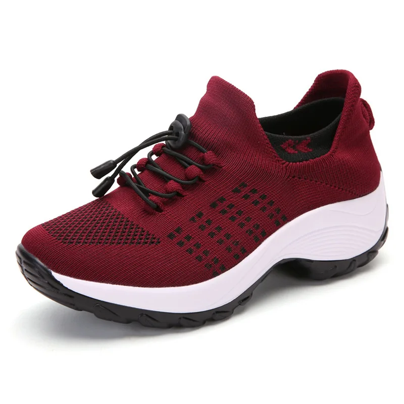 Women Running Tennis Shoes Breathable Mesh Slip-on Female Sock Footwear Outdoor Women Sneakers Thick Bottom Platforms