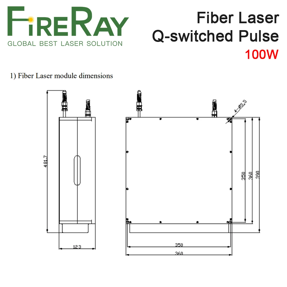 Фирменный импульсный оптоволоконный лазерный источник FireRay Raycus 20 100W MOPA 1064 нм