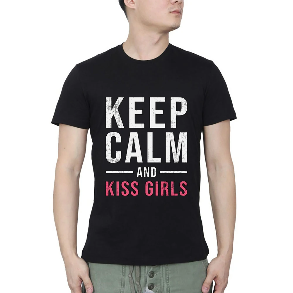 Футболка с надписью keep calm and kiss girls ЛГБТ rainbow love летняя повседневная Уличная одежда