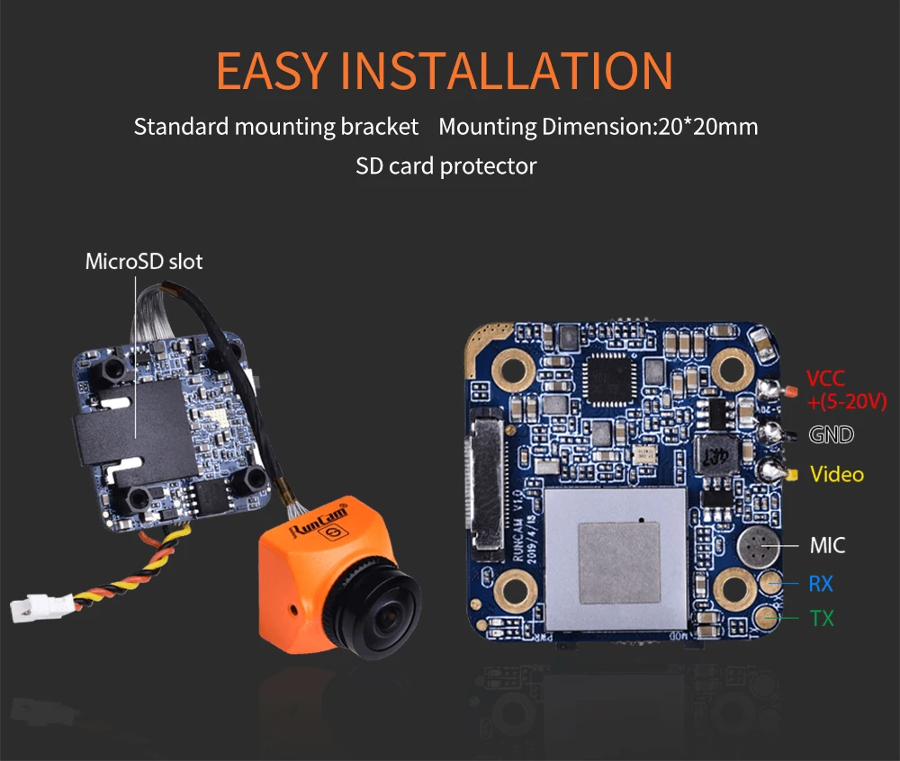 RunCam split 3 Micro/Nano WOOP FPV камера 2MP1080P/60fps HD Запись плюс WDR NTSC/PAL переключаемый