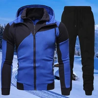 autumn winter mens fashion sets coats and trousers double zipper two piece set casual streetwear jackets ourdoor tracksuits