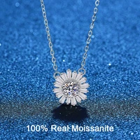 925 sterling silver sunflower pendant necklace for women 14k white gold gra vvs1 moissanite diamond necklace wedding jewelry