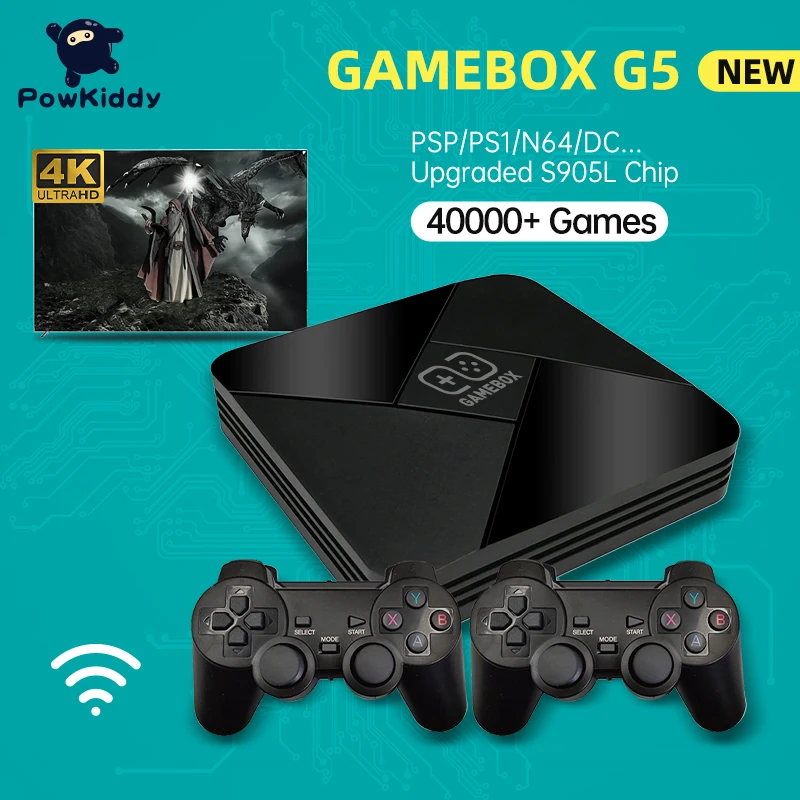Игровая приставка POWKIDDY G5 S905L с Wi Fi супер консоль 4K HD X 50 + Эмулятор 40000 игр Ретро ТВ