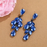 mecresh luxury vintage chandelier top crystal drop earrings for women leaf teardrop long dangle earrings fashion jewelry meh1473