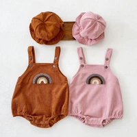 toddler boys girls rainbow sling bodysuit infant baby cotton sleeveless corduroy jumpsuithat kids baby overalls sling clothes