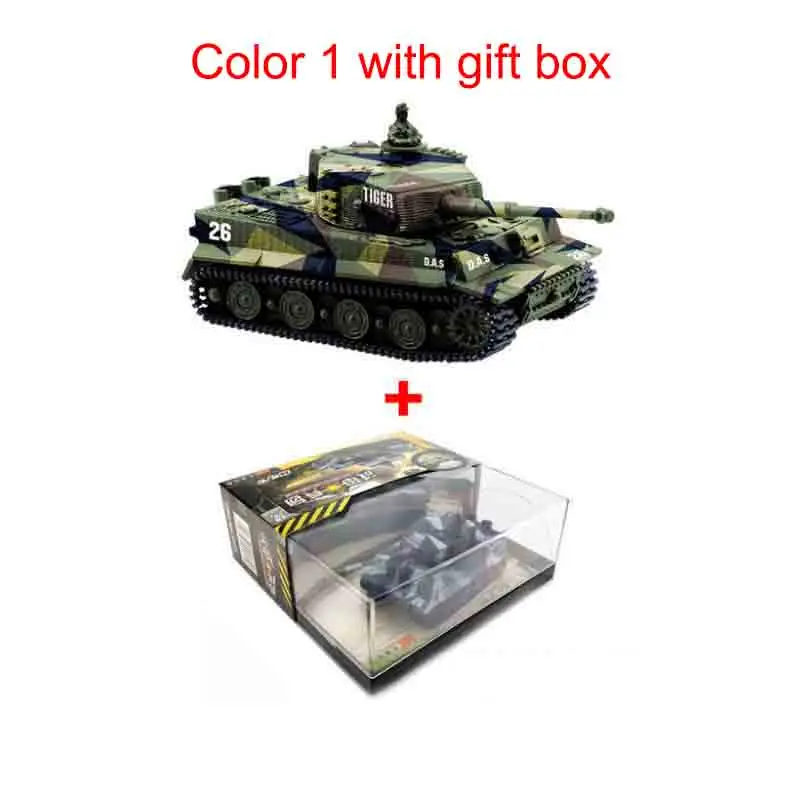 Color 1 with box Военный Радиоуправляемый гусеничный танк с дистанционным управлением, симулятор Armos, корпус, тигр, Боевая модель, взаимный бой, армейские игрушки для детей 6 лет - Цвет: Color 1 with box