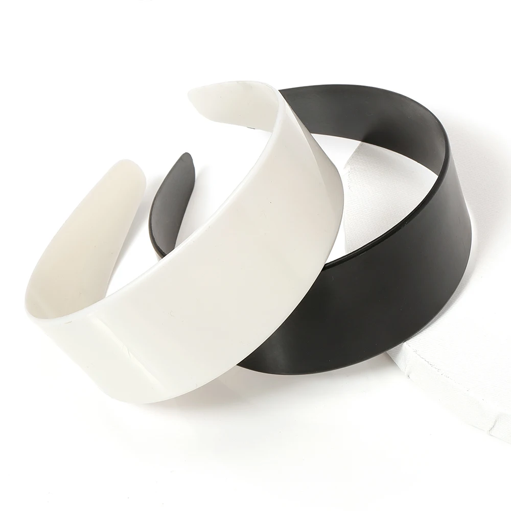 

5pcs 3.8/4.8cm White Black Plastic Wide Headbands Flat Bezel for DIY Jewelry Making Accessories Hairbands Base Setting
