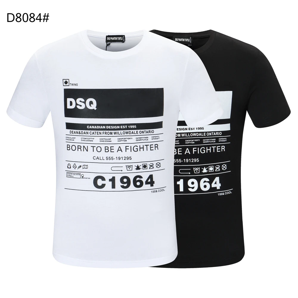 

DSQ PHANTOM TURTLE Men's Short Sleeve Logo Series Graphic T-Shirt Men Fashion Print Cotton Tees Breathable Quality Tops D8084