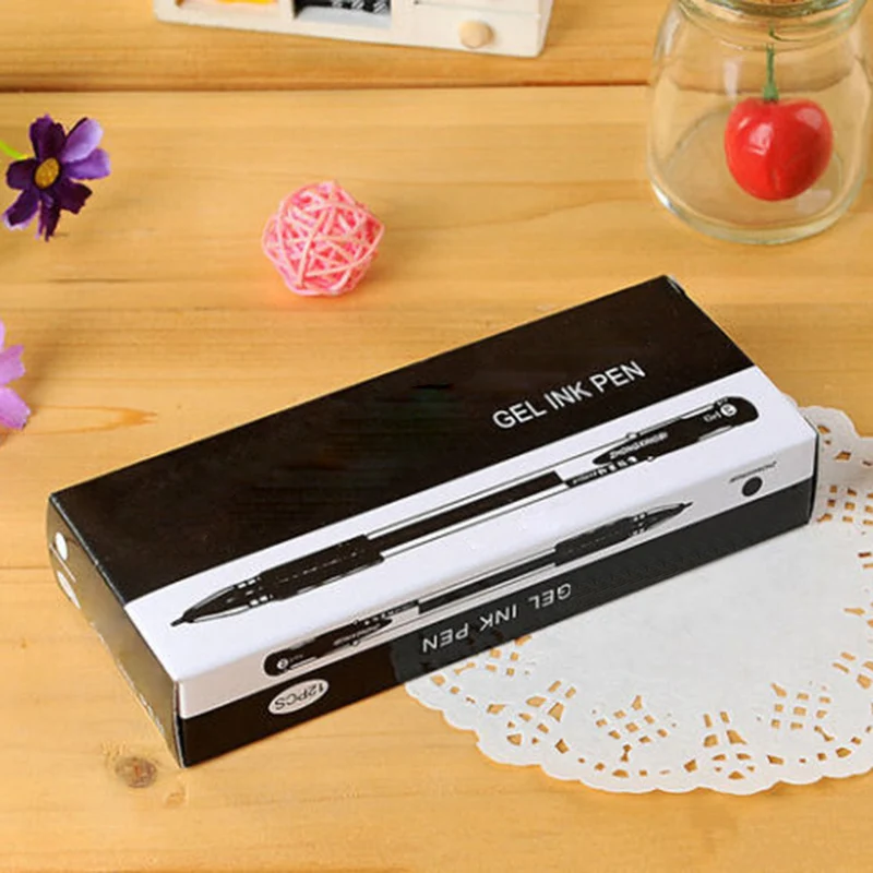 12 шт. расходные материалы для рисования Черная гелевая ручка офиса авторучка