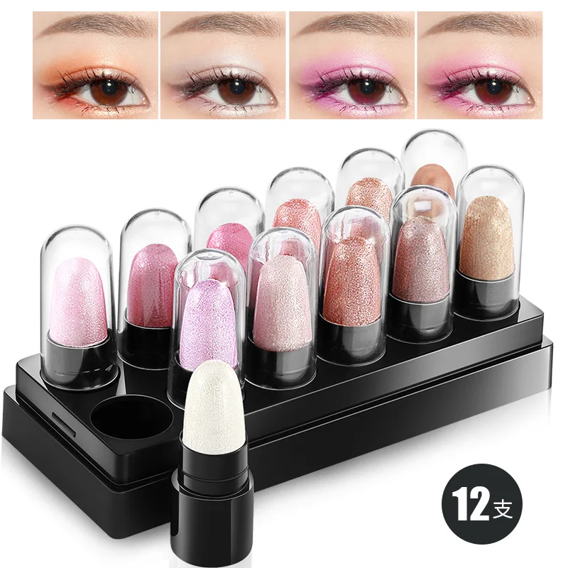 12 шт блестящие тени для макияжа мерцающие век Профессиональные Тени пигментные