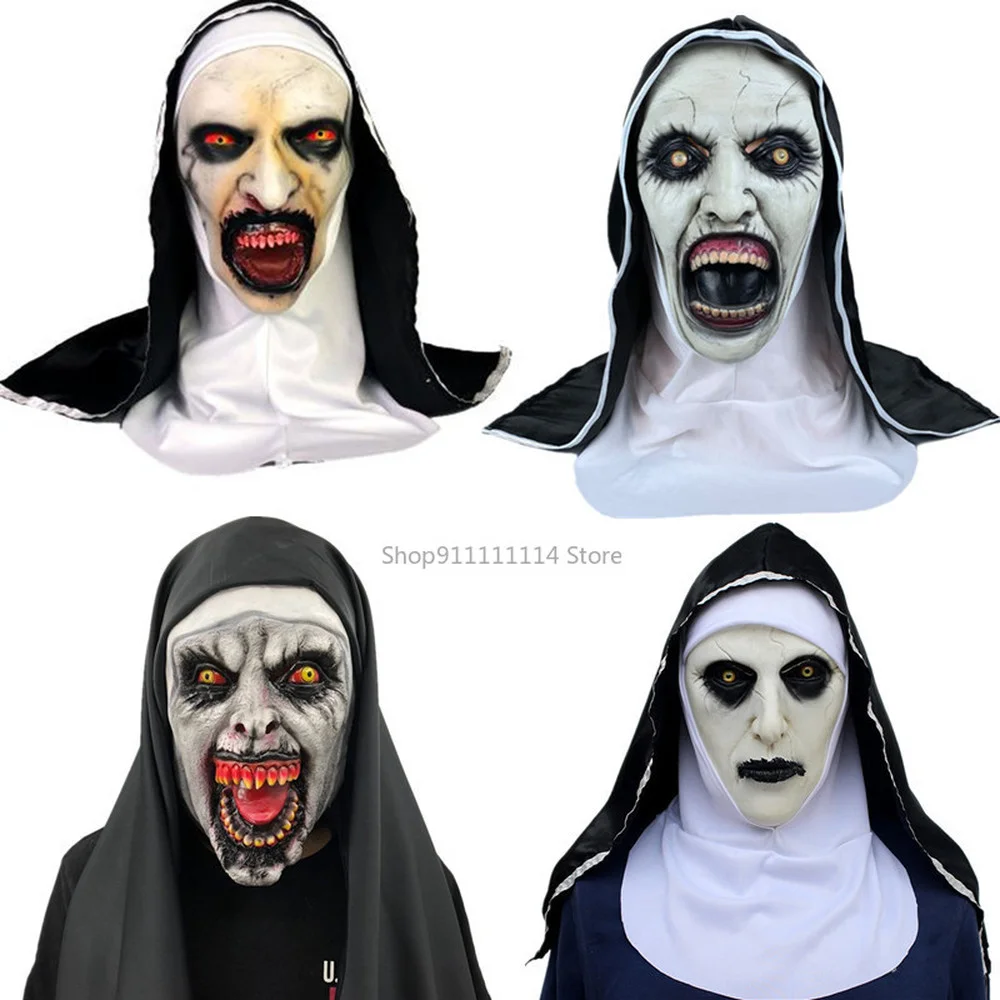 

Halloween Scary Nun Mask Horror Rubber Mask Cosplay Mascarillas Valak Face Masques Headpiece Christmas Carnival Party Prop