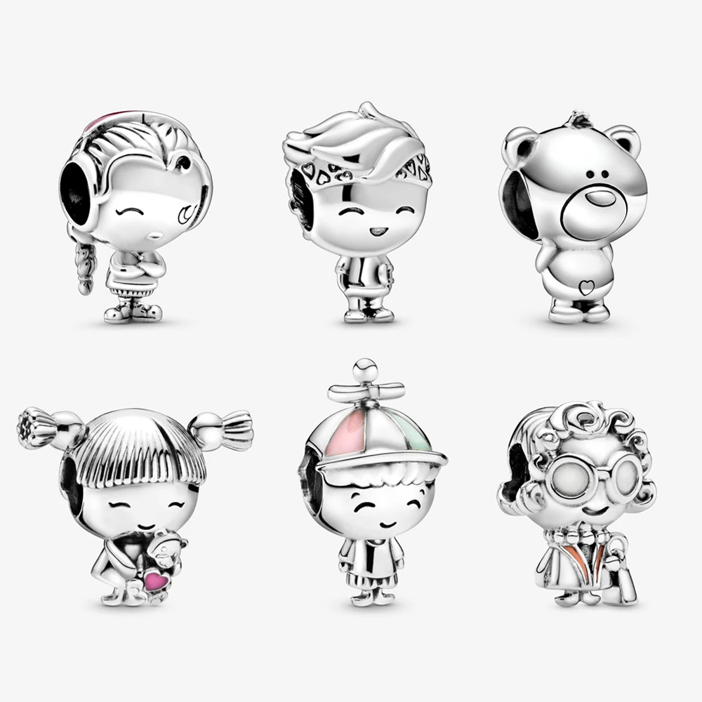 

Оригинальные шармы-бусины из стерлингового серебра 925 пробы для семьи мальчиков и девочек, подходят для браслетов Пандоры, ожерелья, ювелир...