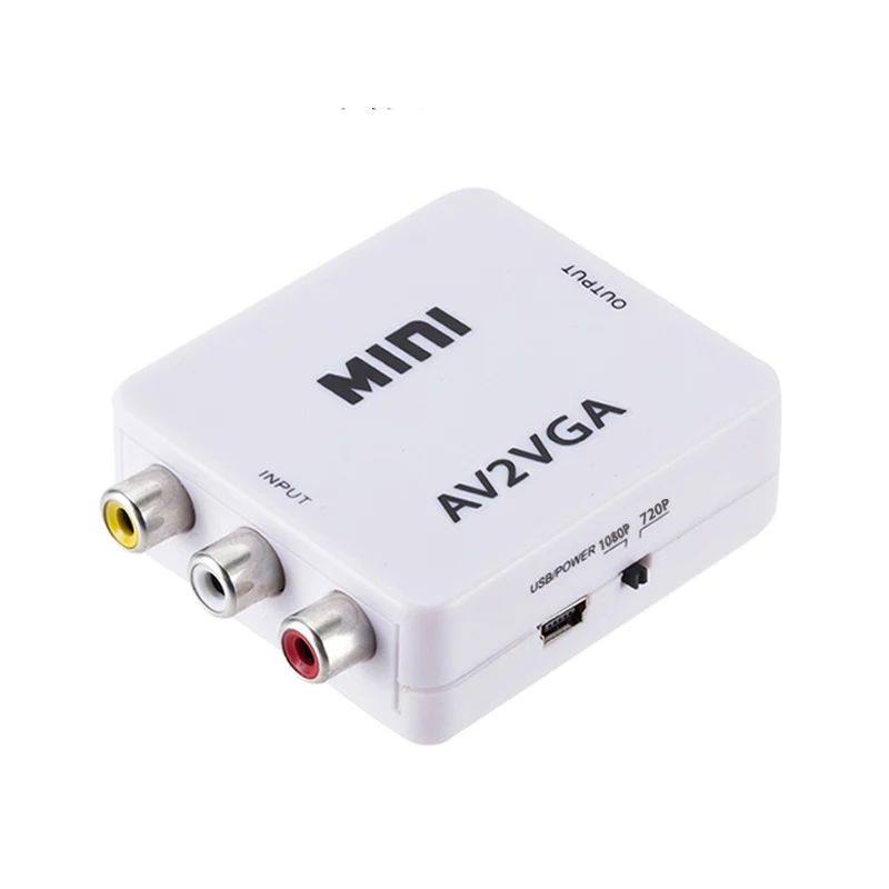 Конвертер AV в VGA Mini HD RCA CVBS AV2VGA конвертер видео для ПК HDTV с аудио 3 5 мм | Электроника