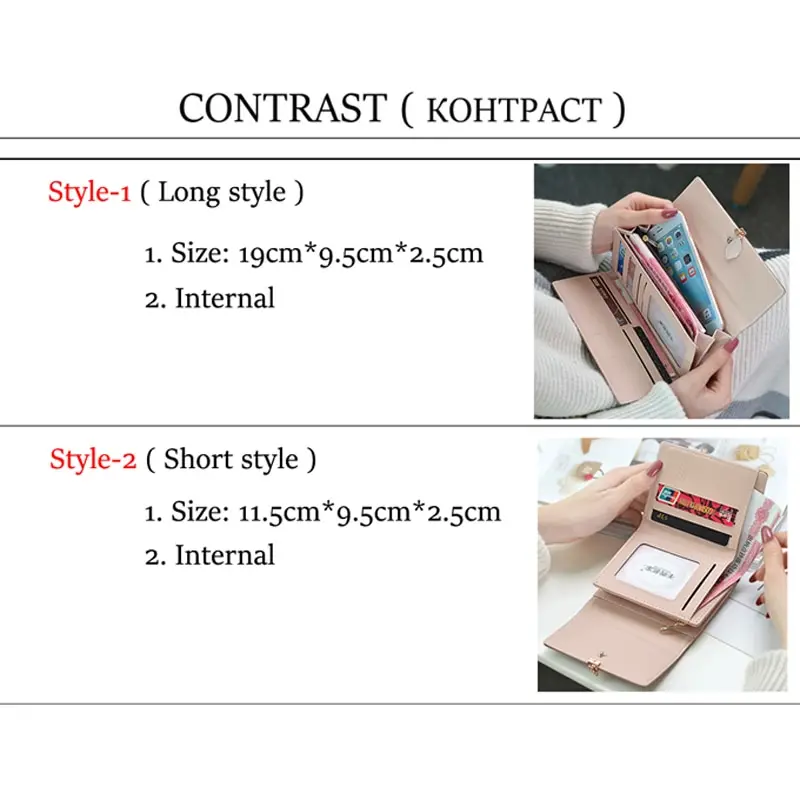 

New Women Pu Leather Wallets Female Solid Long Purses Money Bags Phone Pocket Ladies Wallet Card Holder Clutch Mujer