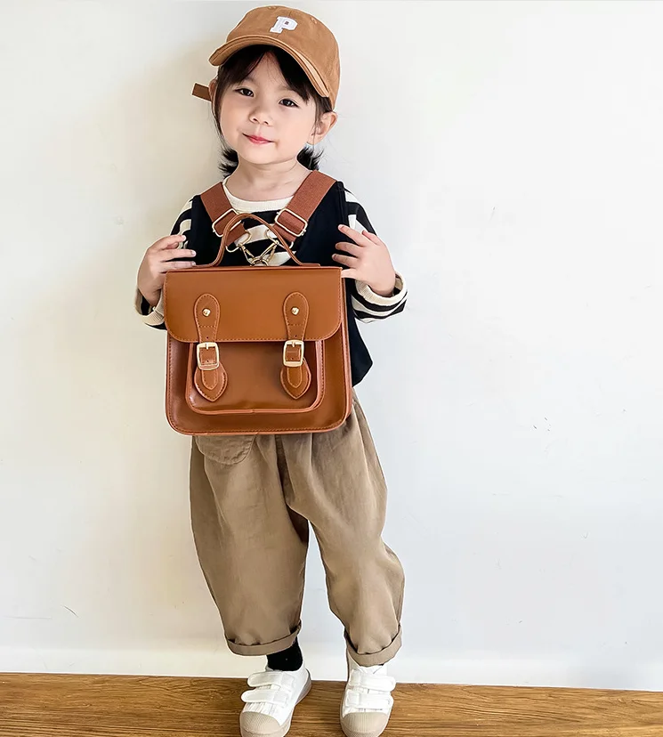 Детский рюкзак из искусственной кожи для девочек школьная сумка на ремне кошелек