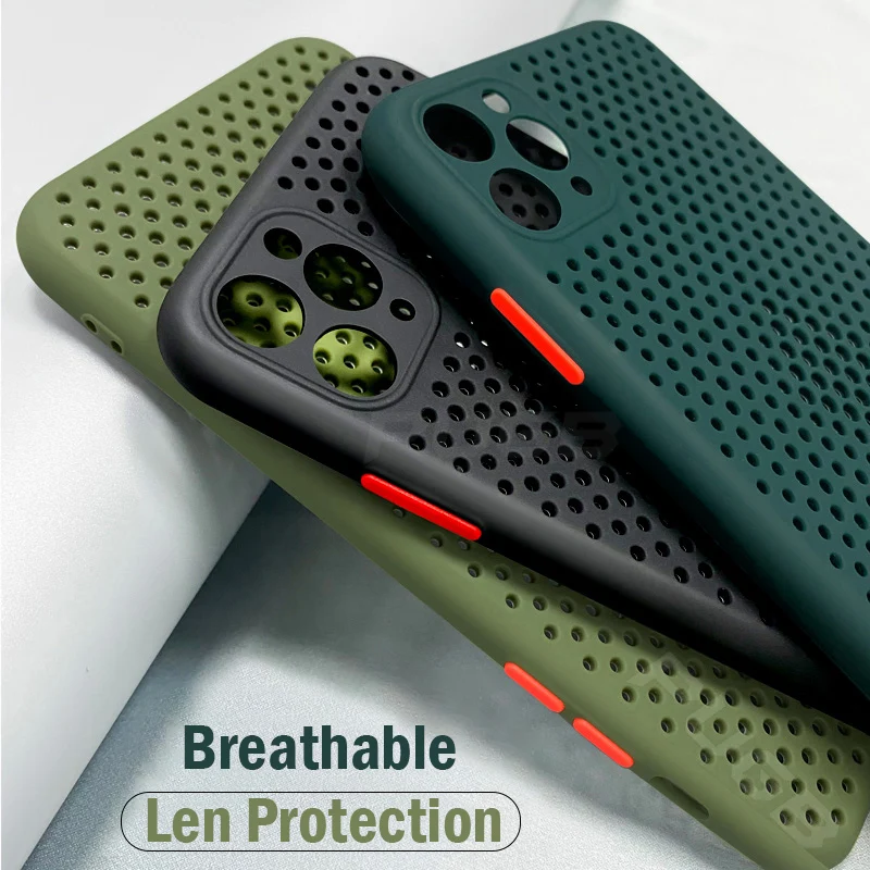 

Breathable Soft Silicone Case For iPhone 12 11 Pro Max iPhone X XS XR SE 2020 8 7 Plus Heat Dissipation Camera Protection Cover