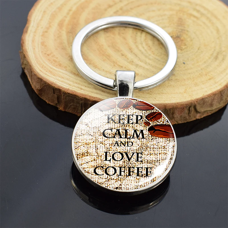 Двухсторонний брелок со стеклянным кабошоном брелки для ключей с надписью Keep Calm