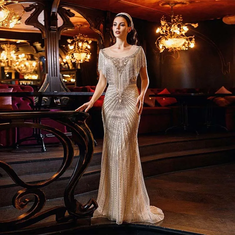 Vestido De Festa 2021 роскошные стразы телесного цвета Длинные вечерние платья Русалочки